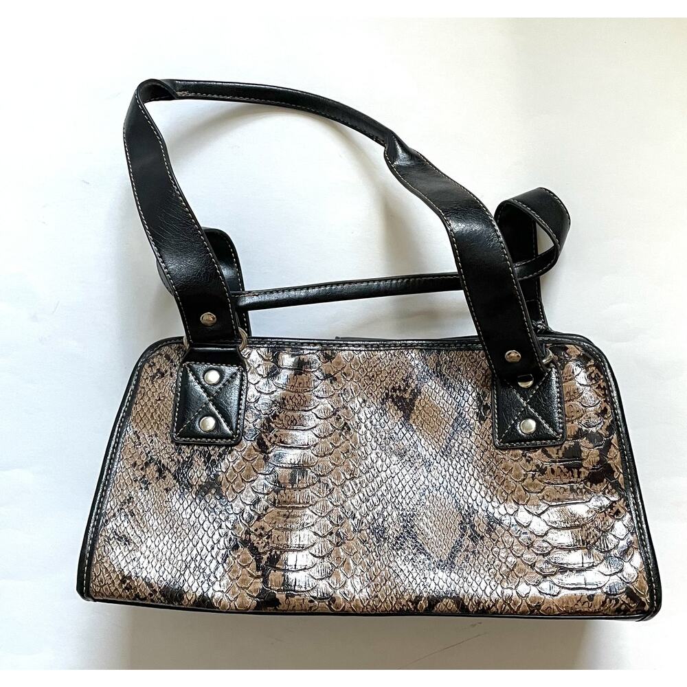 Relic Faux Snake Shoulder Bag Tan Black 13"x7"